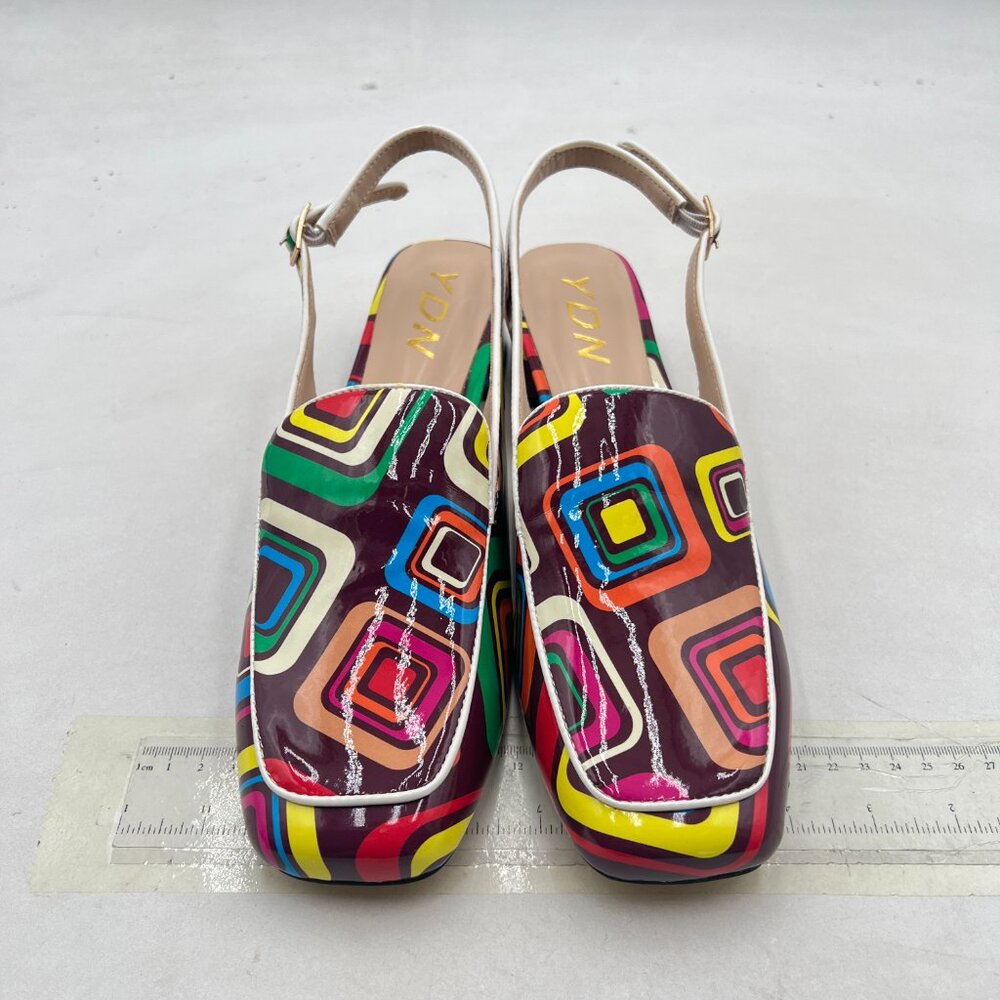 Ydn Colorful-Square Square Toe Block Low Heels Sl… - image 3